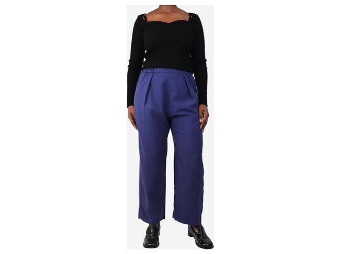 Autre Marque Blaue seidenplissierte Hose - Größe M - Ansicht 2
