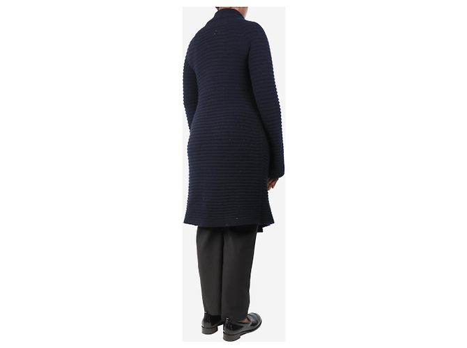 Jil Sander Langarm-Rippstrick-Cardigan in Marineblau - Größe UK 10 - Ansicht 2
