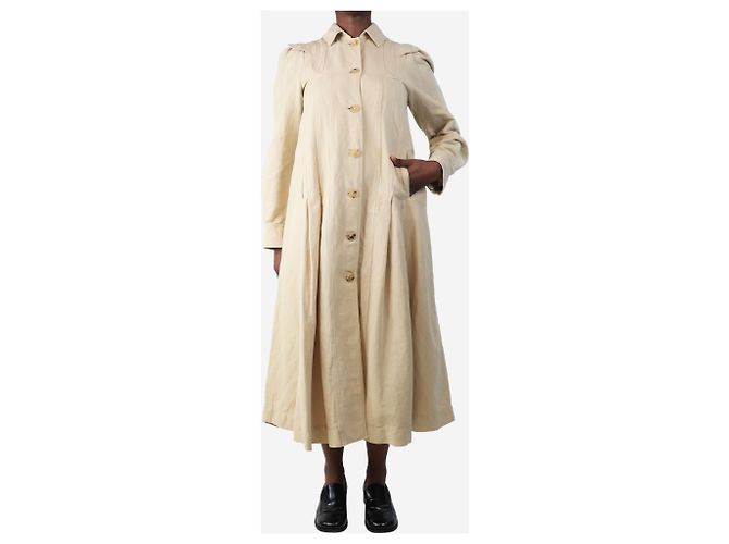 Masscob Hemdblusenkleid aus neutralem Leinenmix - Größe UK 10 - Ansicht 3
