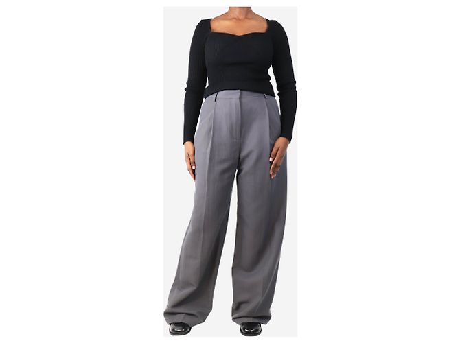 Dries Van Noten Graue plissierte weite Hose - Größe UK 10 - Ansicht 2