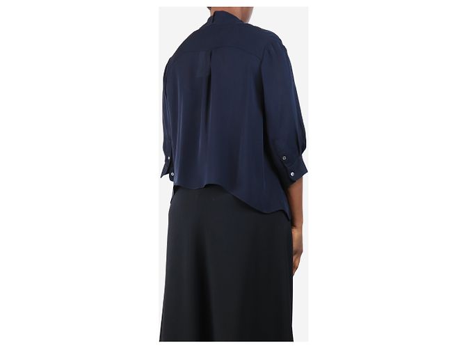 Autre Marque Blusa de seda azul marino - talla M - vista 2