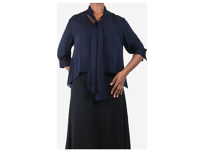 Autre Marque Blusa de seda azul marino - talla M - vista 3