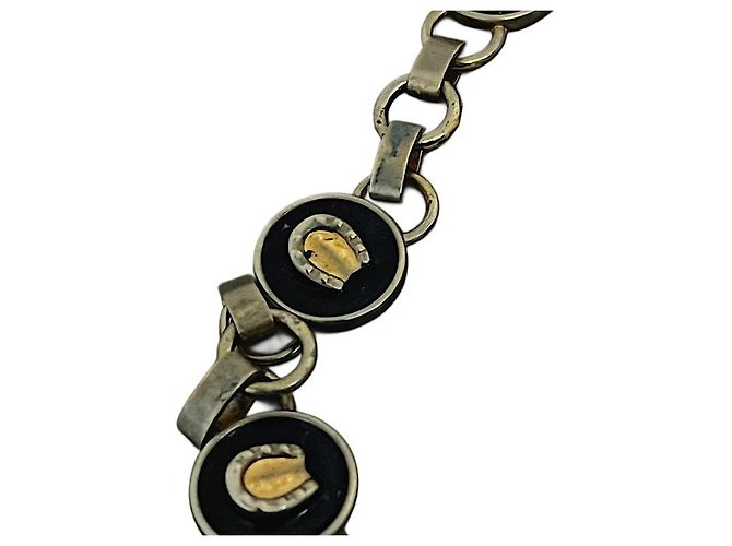 Gucci Hufeisen Medaillon Email Kettengürtel Silber Silber Hardware - Ansicht 3