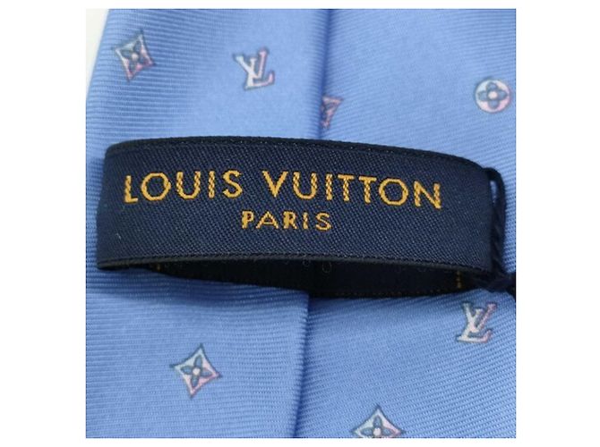 Cravatta in seta blu chiaro Louis Vuitton - vista 7