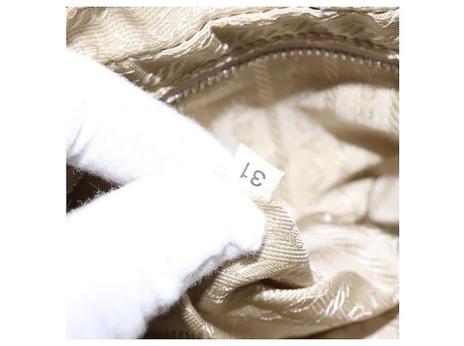 Borsa Bauletto Prada in tela con pelle Beige - vista 6