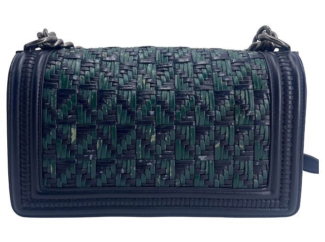 Borsa a spalla Chanel Boy Clutch in tweed medio Blu - vista 2