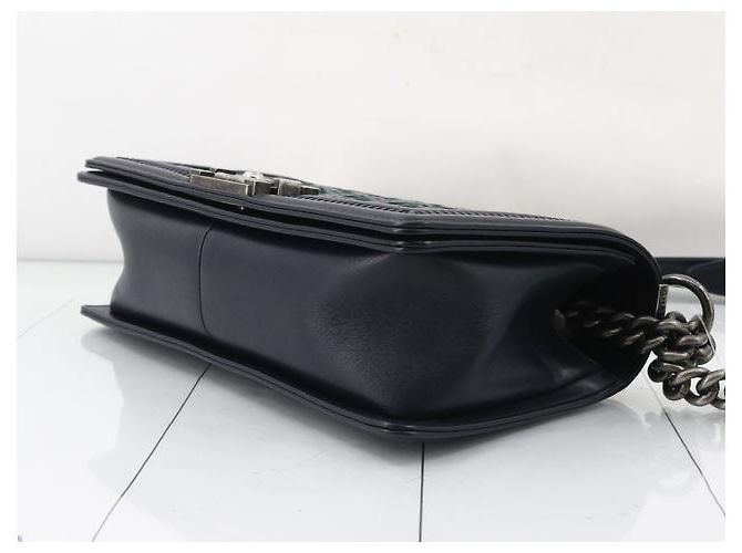 Borsa a spalla Chanel Boy Clutch in tweed medio Blu - vista 7