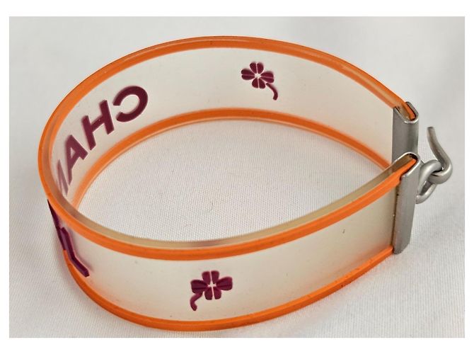 Coco Crush Bracciale Chanel CC manchette in gomma arancione - vista 3