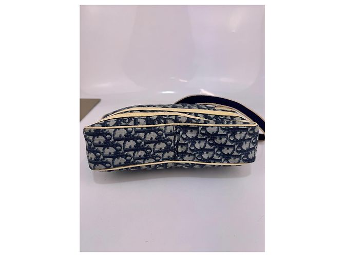 Christian Dior Borsa a spalla Dior 2 Trotter in tela blu/beige 267 - vista 10
