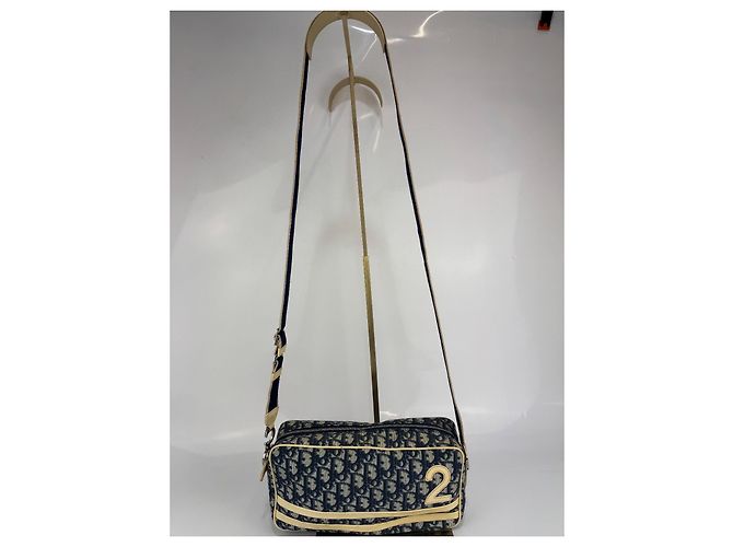 Christian Dior Borsa a spalla Dior 2 Trotter in tela blu/beige 267 - vista 2