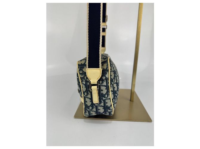 Christian Dior Borsa a spalla Dior 2 Trotter in tela blu/beige 267 - vista 6