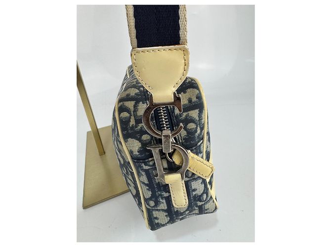 Christian Dior Borsa a spalla Dior 2 Trotter in tela blu/beige 267 - vista 9