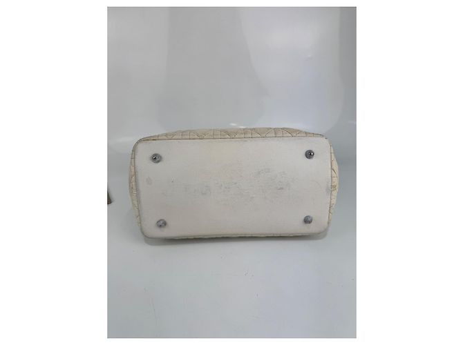 Christian Dior Borsa Dior in tela / pelle crema 268 Crudo - vista 10