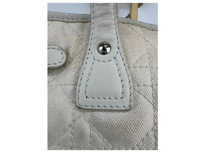 Christian Dior Borsa Dior in tela / pelle crema 268 Crudo - vista 11