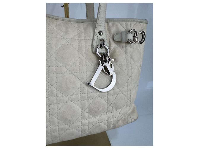 Christian Dior Borsa Dior in tela / pelle crema 268 Crudo - vista 12