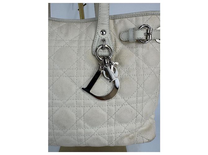 Christian Dior Borsa Dior in tela / pelle crema 268 Crudo - vista 13