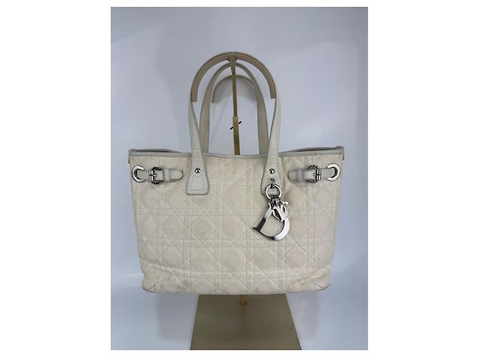 Christian Dior Borsa Dior in tela / pelle crema 268 Crudo - vista 2