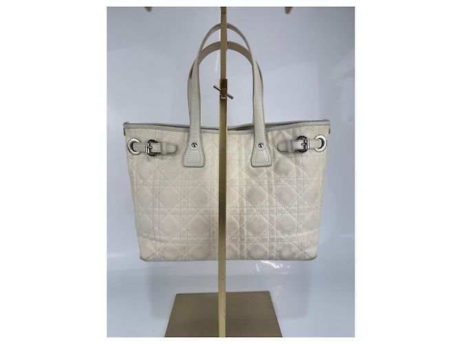Christian Dior Borsa Dior in tela / pelle crema 268 Crudo - vista 4