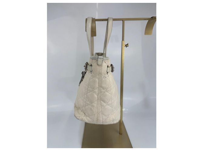 Christian Dior Borsa Dior in tela / pelle crema 268 Crudo - vista 6