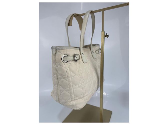 Christian Dior Borsa Dior in tela / pelle crema 268 Crudo - vista 7
