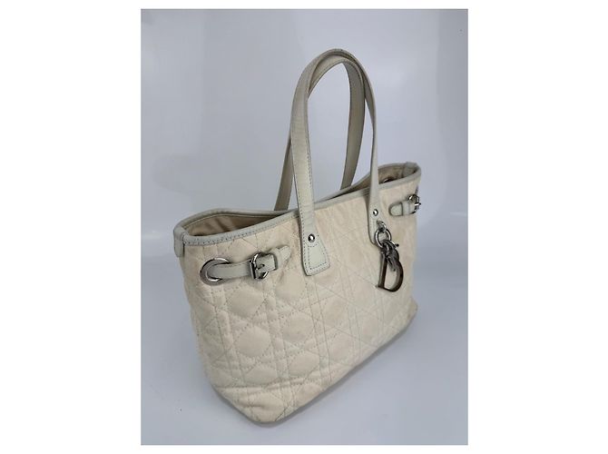 Christian Dior Borsa Dior in tela / pelle crema 268 Crudo - vista 8