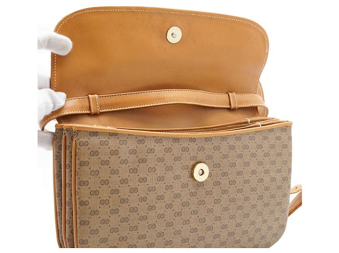 Vintage GG Microguccissima Tri-Pocket Umhängetasche Braun - Ansicht 11