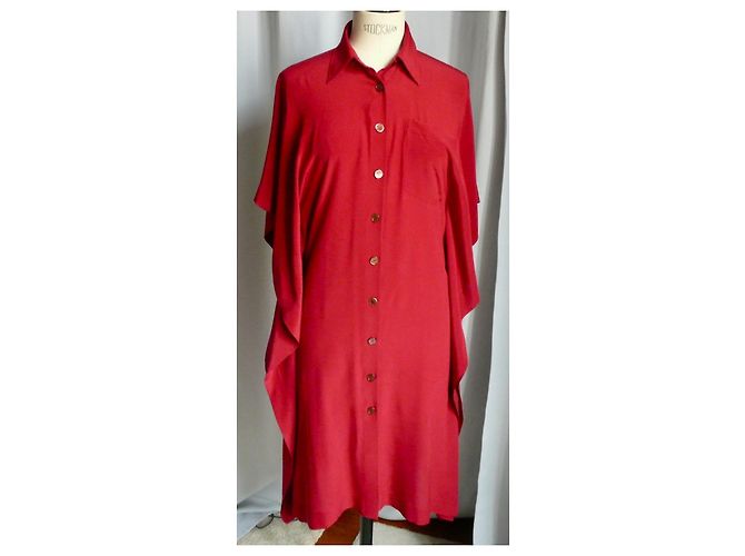 Hermès HERMES Rotes Seidenkleid T38 In Hervorragendem Zustand - Ansicht 3