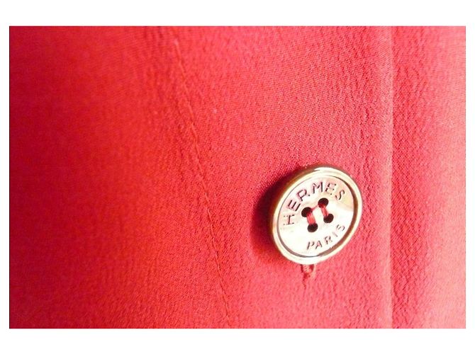 Hermès HERMES Rotes Seidenkleid T38 In Hervorragendem Zustand - Ansicht 6
