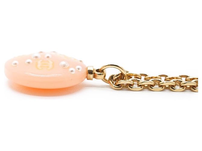 Chanel Collana a catena con pendente rotondo in perle e logo CC D'oro - vista 5