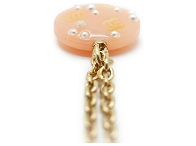 Chanel Collana a catena con pendente rotondo in perle e logo CC D'oro - vista 7
