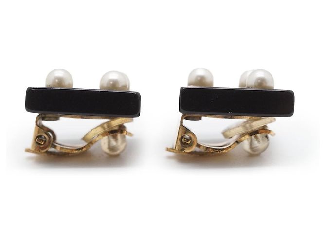 Chanel Coco Mark Perlen Quadrat Ohrringe Schwarz - Ansicht 5