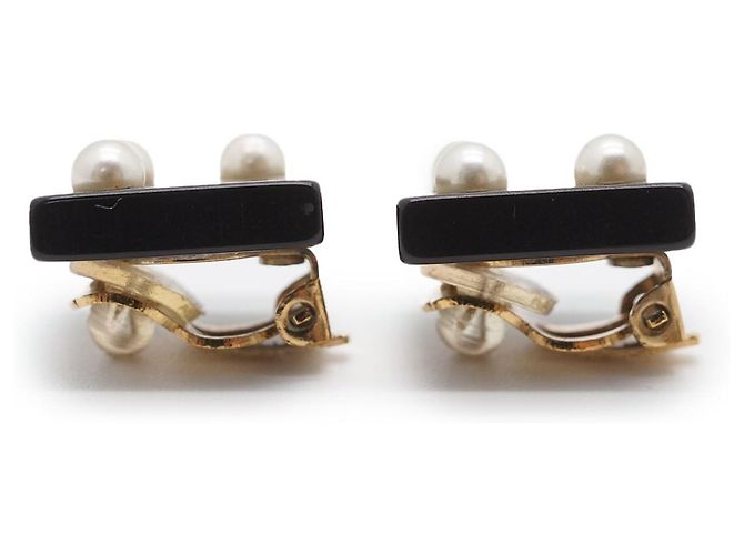 Chanel Coco Mark Perlen Quadrat Ohrringe Schwarz - Ansicht 7