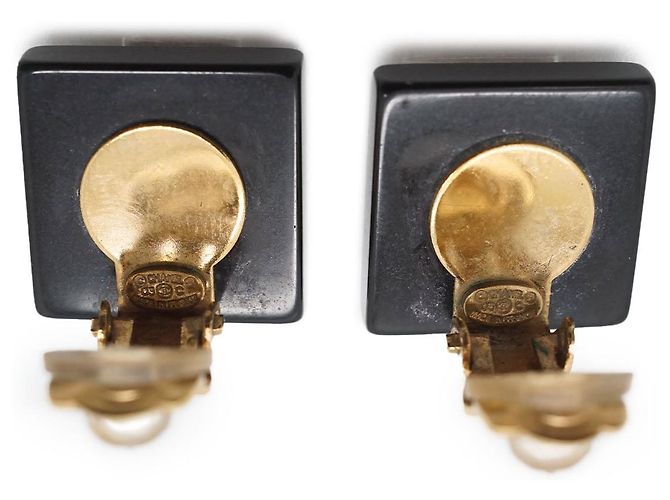 Chanel Coco Mark Perlen Quadrat Ohrringe Schwarz - Ansicht 8