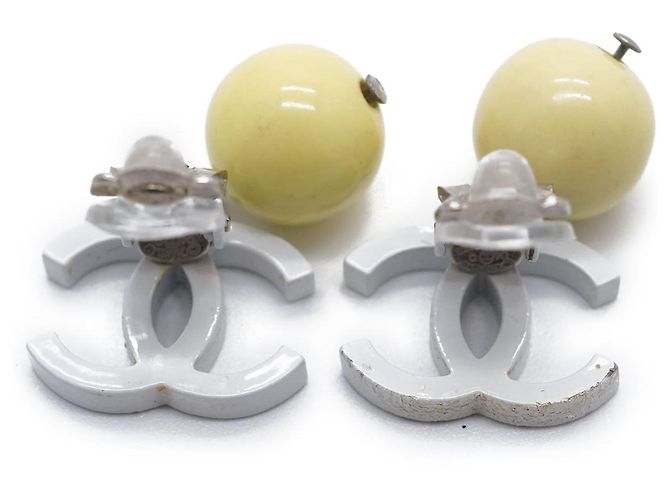 Chanel CC Logo Clip-On Ohrringe Weiß - Ansicht 8