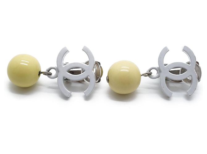 Chanel CC Logo Clip-On Ohrringe Weiß - Ansicht 9