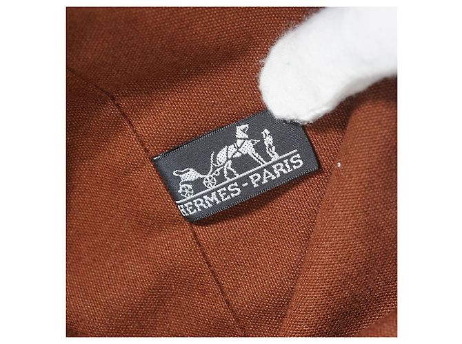 Borsa a mano Hermès Polochon Mimile GM Marrone Cotone - vista 12