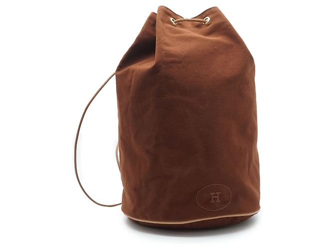 Borsa a mano Hermès Polochon Mimile GM Marrone Cotone - vista 2