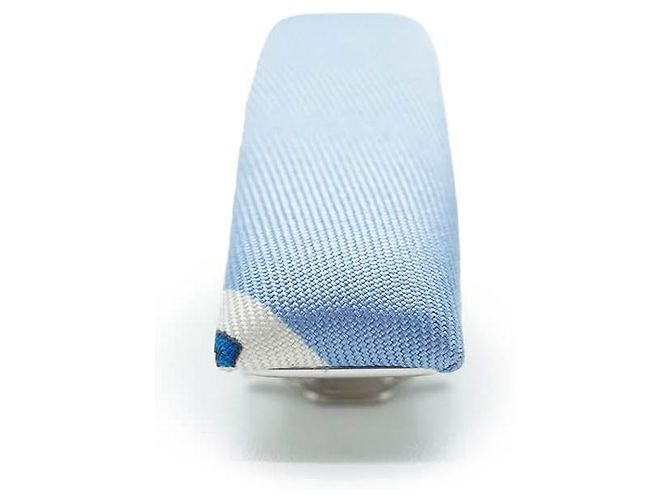 Hermès Eclipse Seidenhaarklammer GM Palladium Silber Blau - Ansicht 3