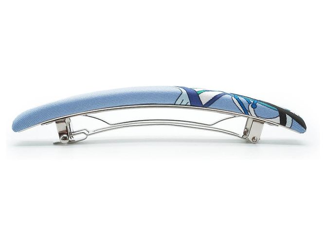 Hermès Eclipse Seidenhaarklammer GM Palladium Silber Blau - Ansicht 4