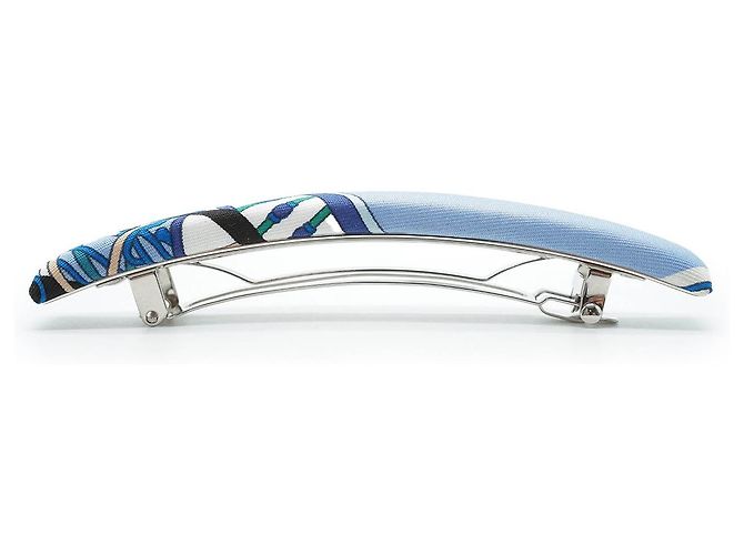 Hermès Eclipse Seidenhaarklammer GM Palladium Silber Blau - Ansicht 6