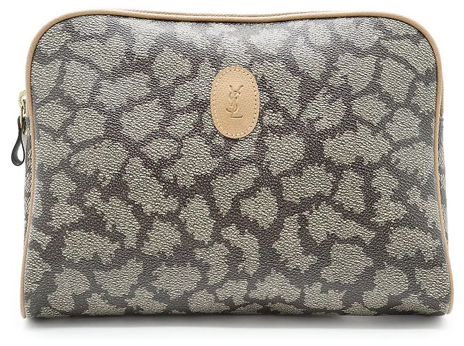 Yves Saint Laurent Clutch Vintage YSL Stampa Giraffa Marrone - vista 8