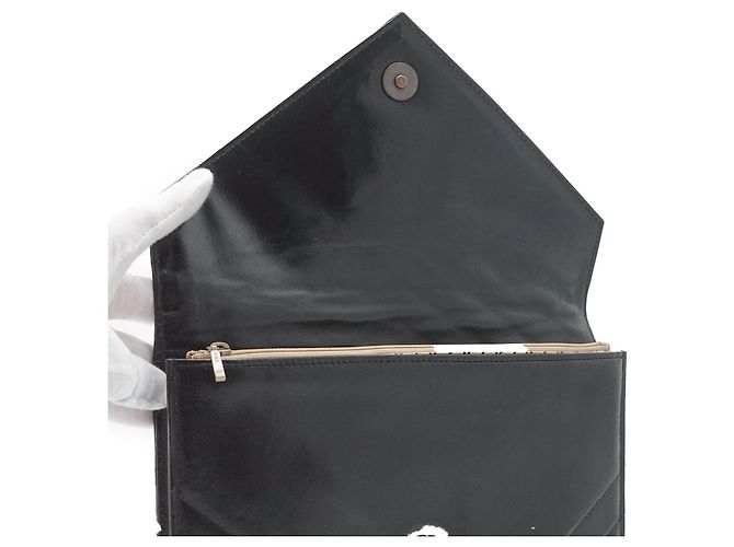 Yves Saint Laurent Clutch vintage trapuntato a forma di busta Nero - vista 9