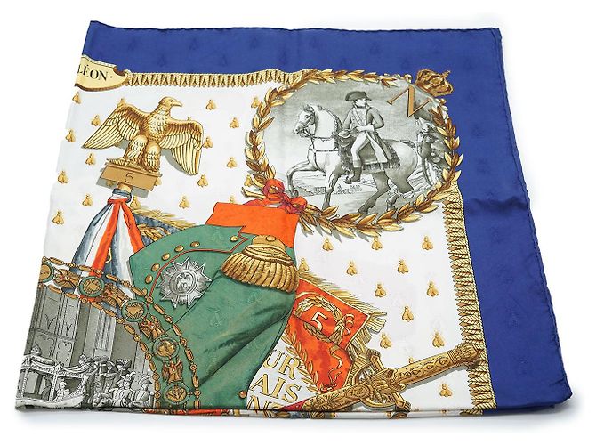 Hermès Foulard in seta Napoleone 90 Blu - vista 3