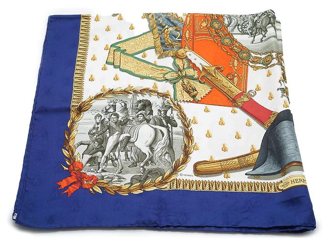 Hermès Foulard in seta Napoleone 90 Blu - vista 5