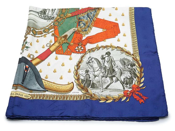 Hermès Foulard in seta Napoleone 90 Blu - vista 6