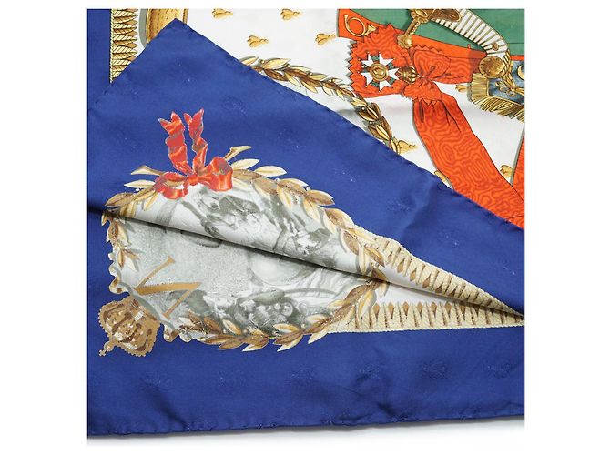 Hermès Foulard in seta Napoleone 90 Blu - vista 8