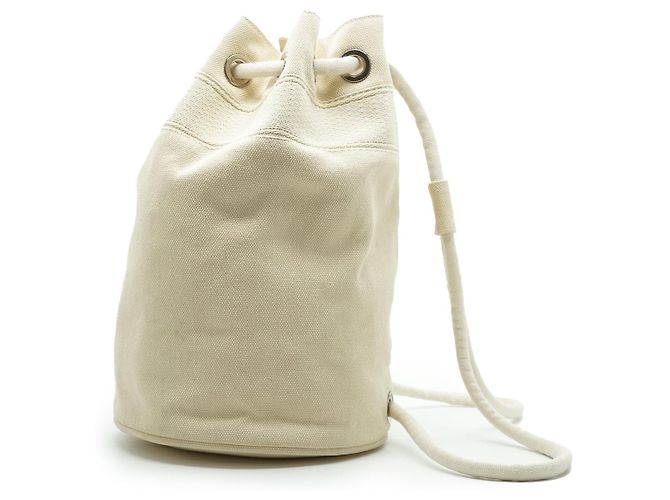 Borsa Hermès Marine Recif MM in cotone bianco - vista 4