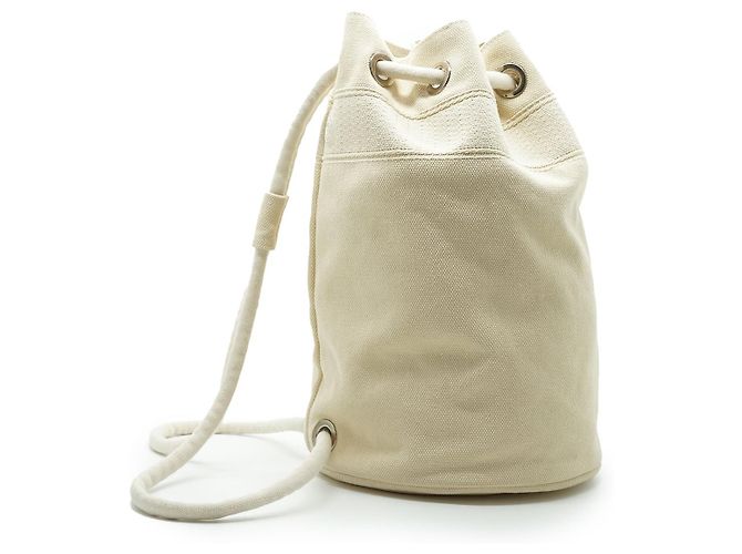 Borsa Hermès Marine Recif MM in cotone bianco - vista 5