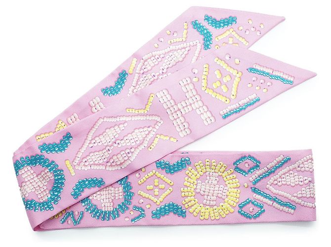 Hermès Kelly en Twilly de Seda Rosa Chicle - vista 3