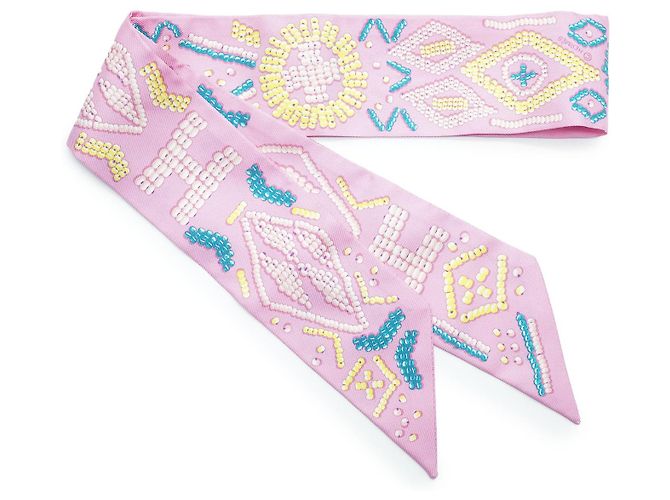 Hermès Kelly en Twilly de Seda Rosa Chicle - vista 5